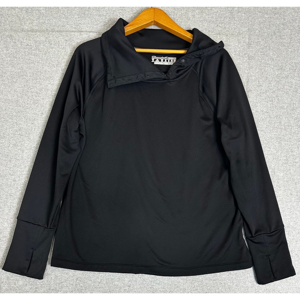 Champion Pullover Women XL Black Duofold Warm CTRL Snap Neck Top